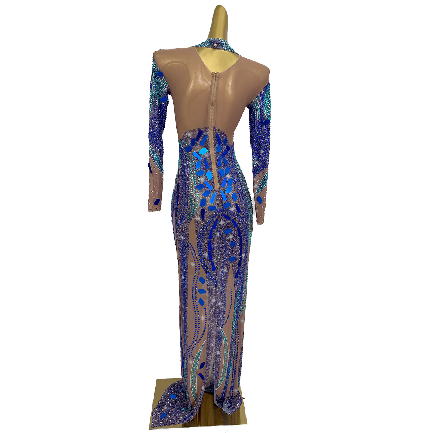 Women Formal Wear Photoshoot - Formale Couture Strass scintillanti Vedi attraverso