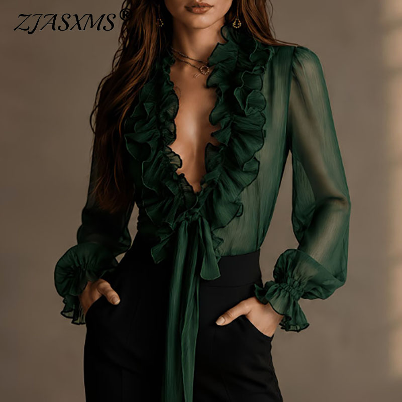 Women'S Formal Wear Blouse - Elegante Camicetta Trasparente da Donna con