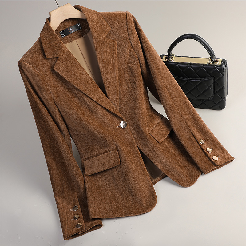 Women'S Formal Wear Jackets - Blazer in Velluto Giallo Oro per