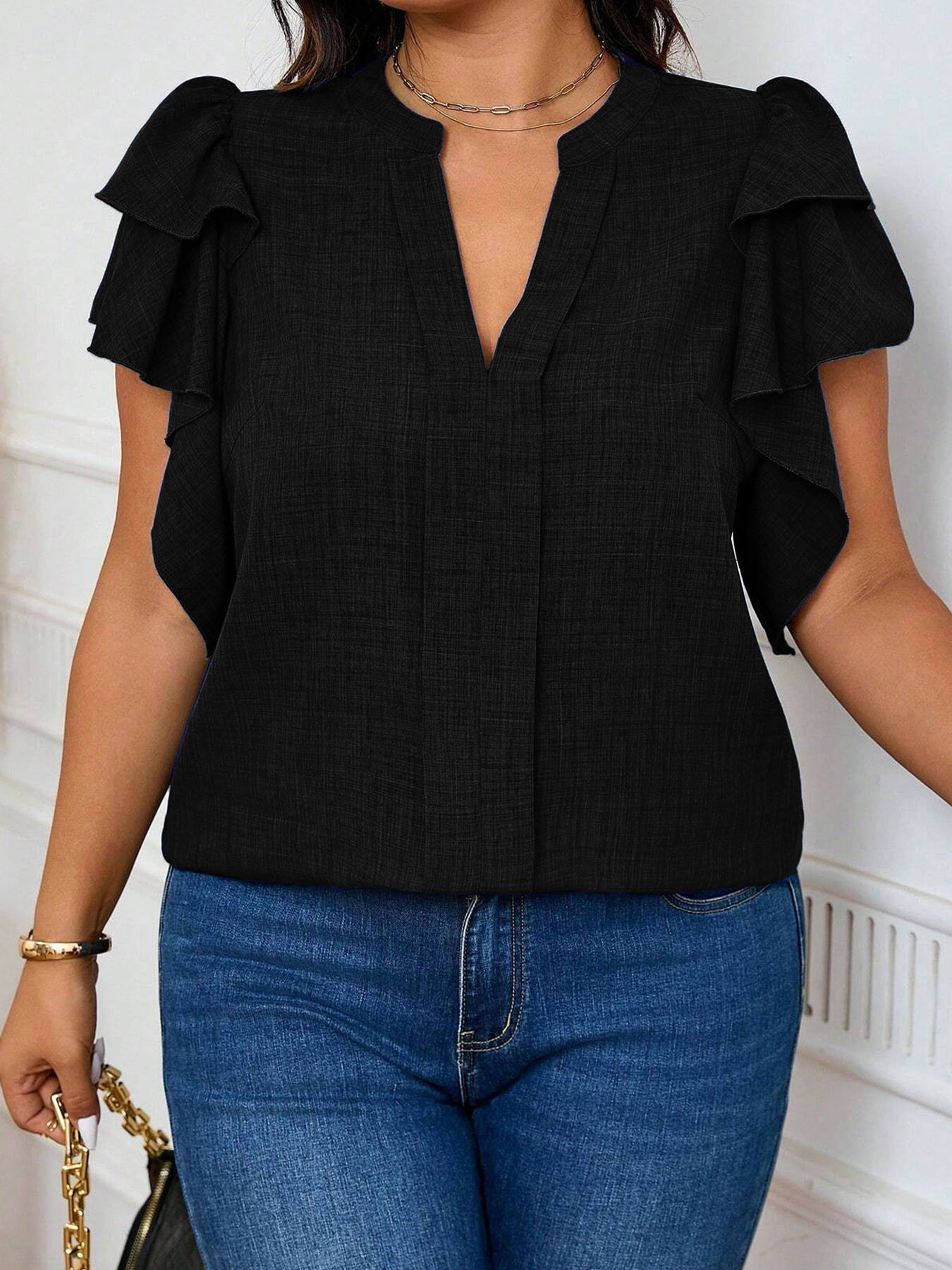 Women'S Formal Wear Blouse - Camicetta Elegante da Donna Taglie Forti