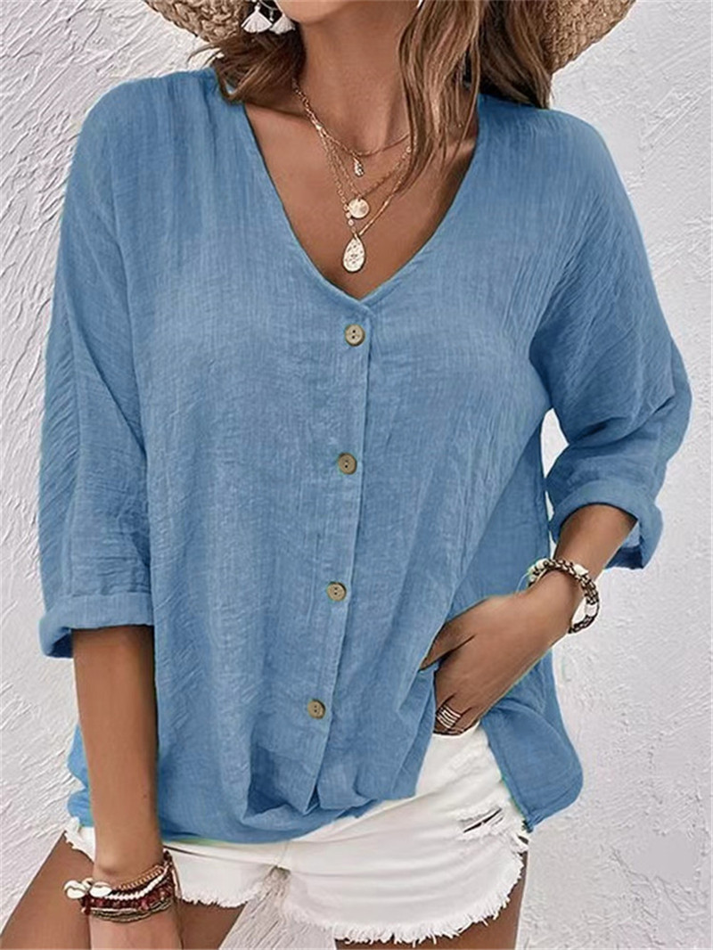 Women'S Formal Wear Blouse - Bottoni eleganti Camicetta solida Primavera Nuove