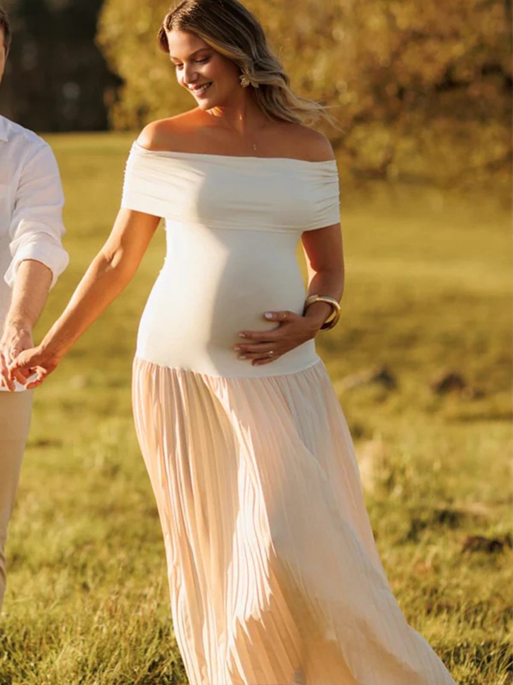 Women Formal Wear Photoshoot - Abito fotografico premaman con spalle scoperte